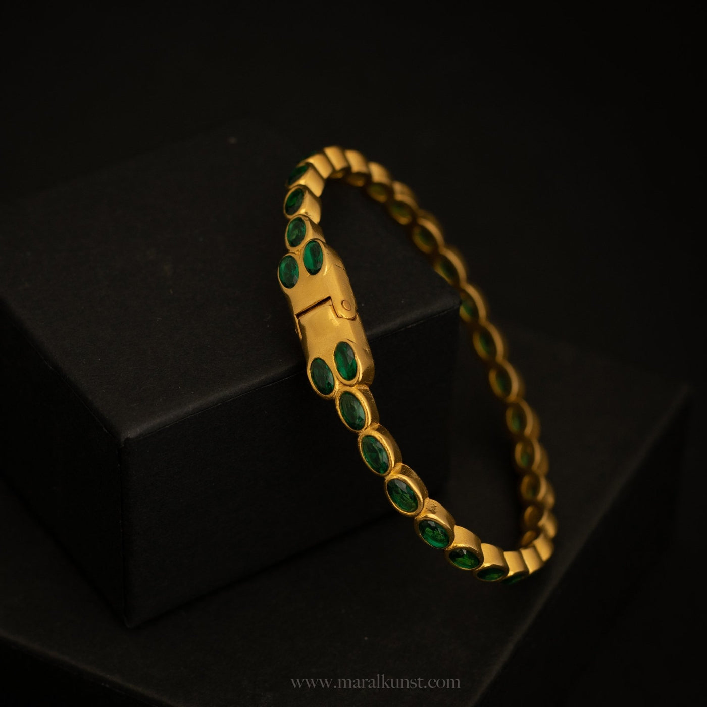 French Green CZ Gold Bracelet - Maral Kunst Jewelry