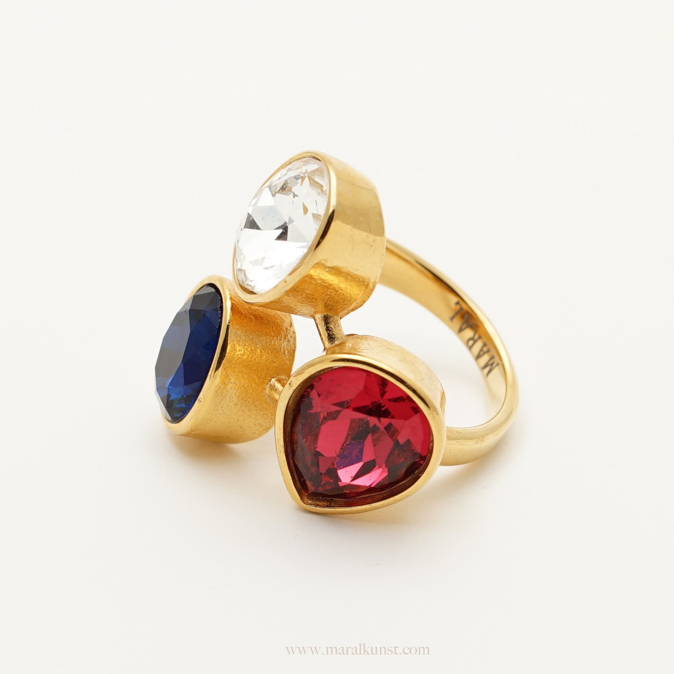 Colorful Cubic Zirconia Ring In Gold - Maral Kunst Jewelry