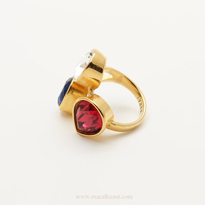 Colorful Cubic Zirconia Ring In Gold - Maral Kunst Jewelry