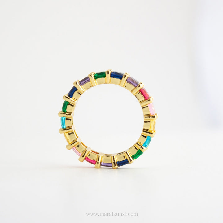 Cubic Zirconia Multicolor Stack Ring - Maral Kunst Jewelry