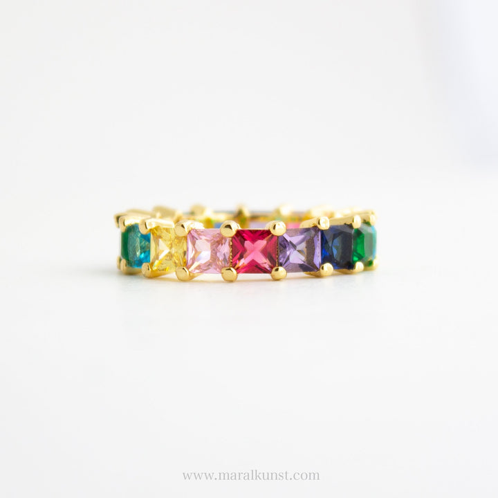 Cubic Zirconia Multicolor Stack Ring - Maral Kunst Jewelry
