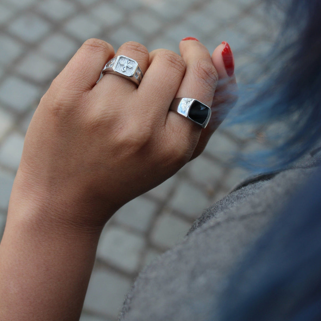 Cross Religious Steel Ring - Maral Kunst Jewelry