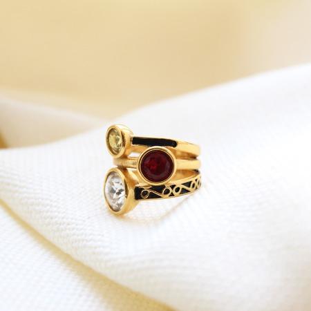 Crystal Gold-Plated Ring - Maral Kunst Jewelry