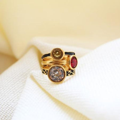Crystal Gold-Plated Ring - Maral Kunst Jewelry