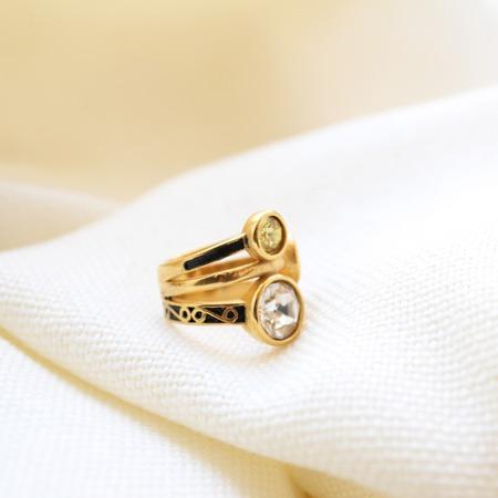 Crystal Gold-Plated Ring - Maral Kunst Jewelry