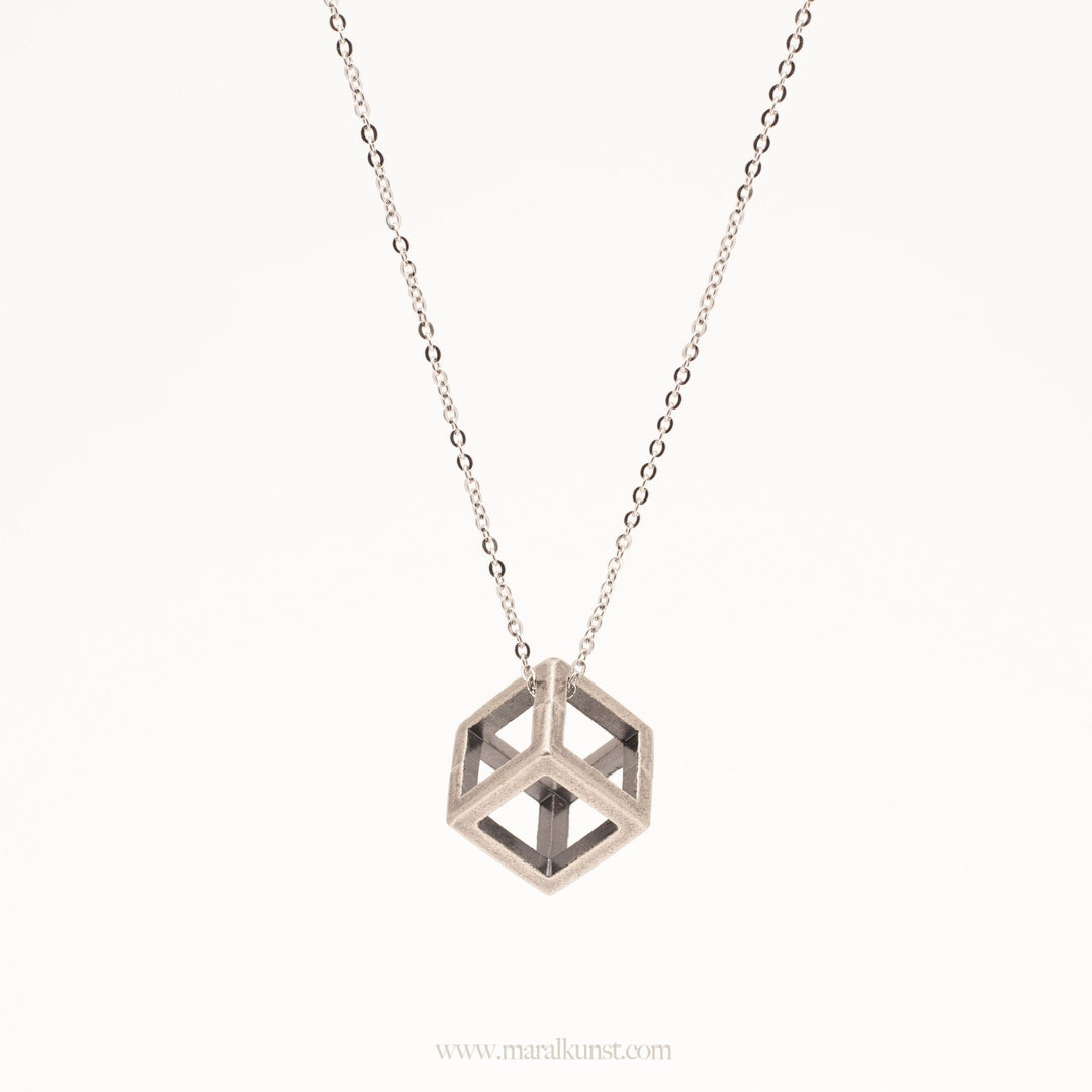 Rubik Cube Brass Chain Necklace - Maral Kunst Jewelry