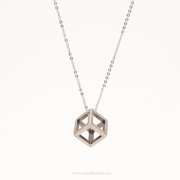 Rubik Cube Brass Chain Necklace - Maral Kunst Jewelry