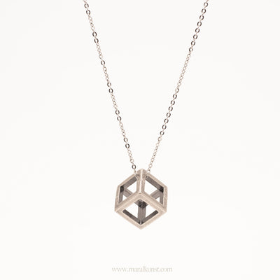 Rubik Cube Brass Chain Necklace - Maral Kunst Jewelry