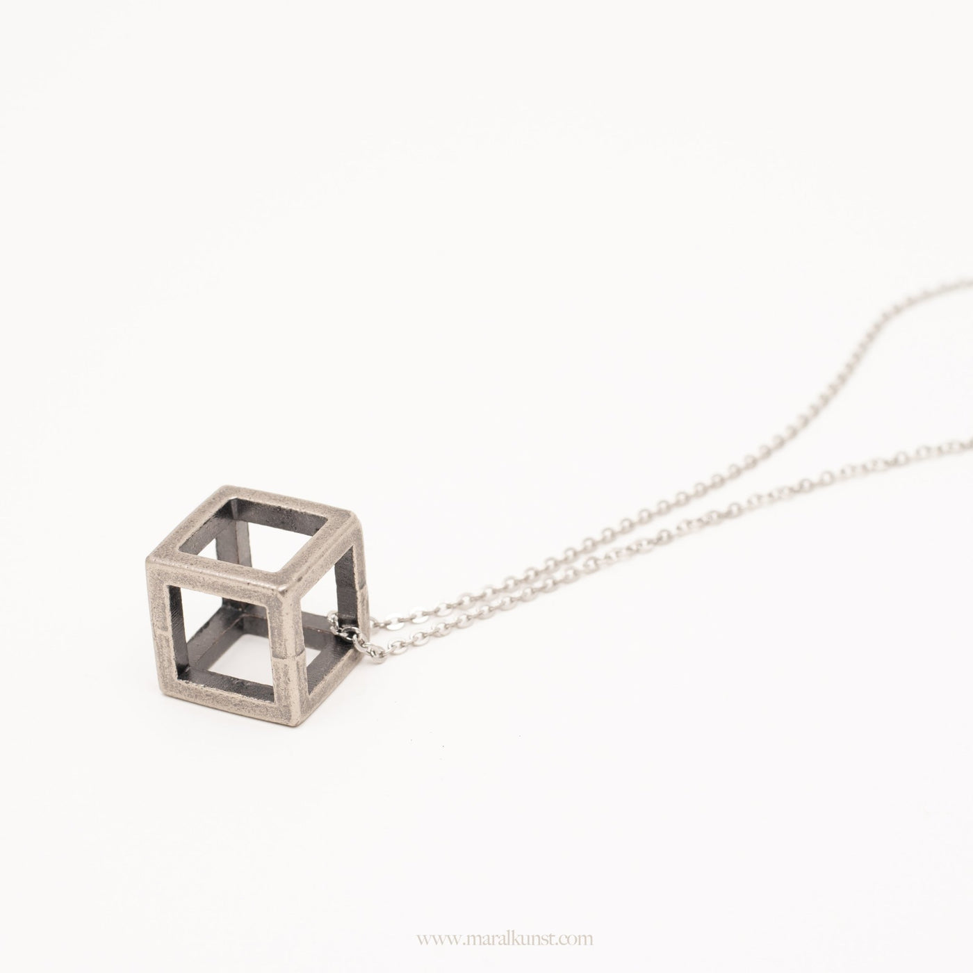 Rubik Cube Brass Chain Necklace - Maral Kunst Jewelry