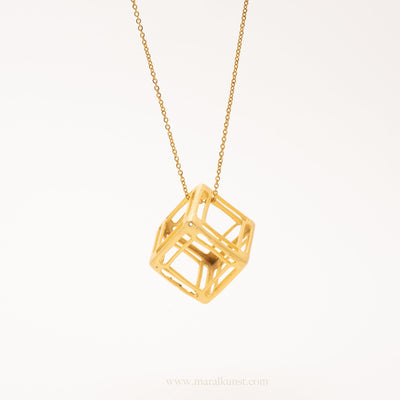 Rubik's Cube Gold Necklace - Maral Kunst Jewelry
