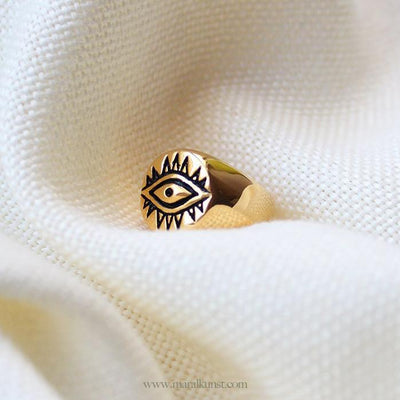 Dainty Golden Evil Eye Ring - Maral Kunst Jewelry