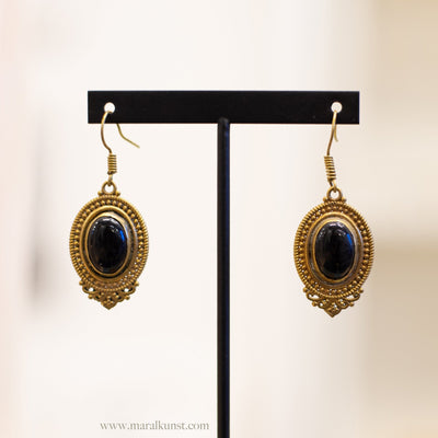 Antique Black Onyx Drop Earrings - Maral Kunst Jewelry