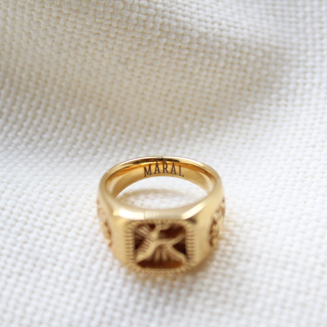 Gothic Eagle Ring in Gold - Maral Kunst Jewelry