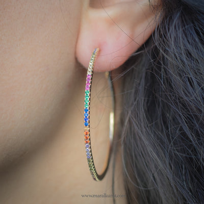 Rainbow hoop earrings