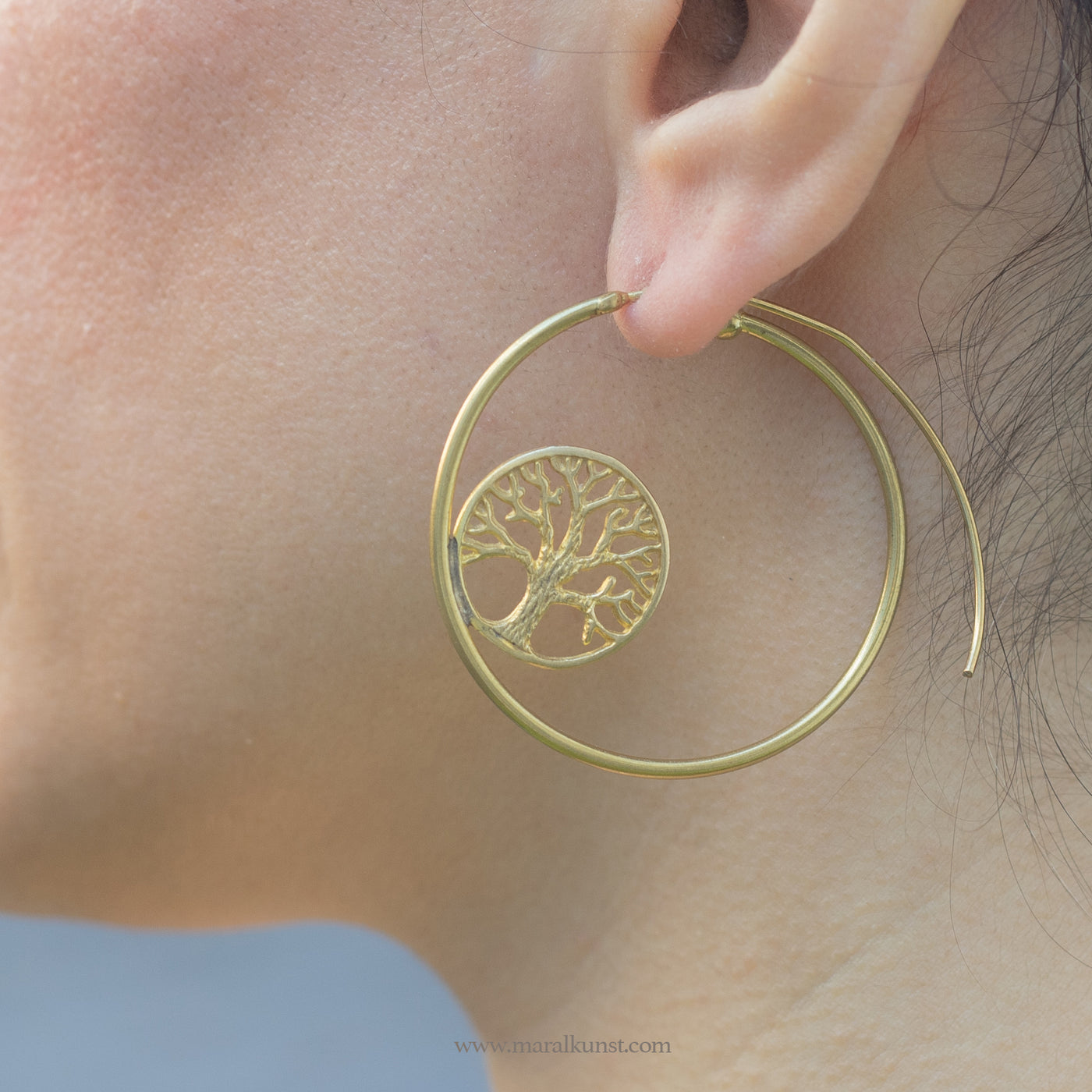 Tree of life brass earrings