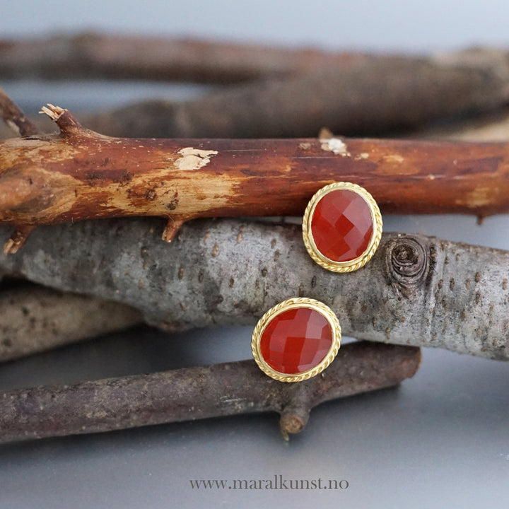 Ellie Red Agate Silver Earrings - Maral Kunst Jewelry