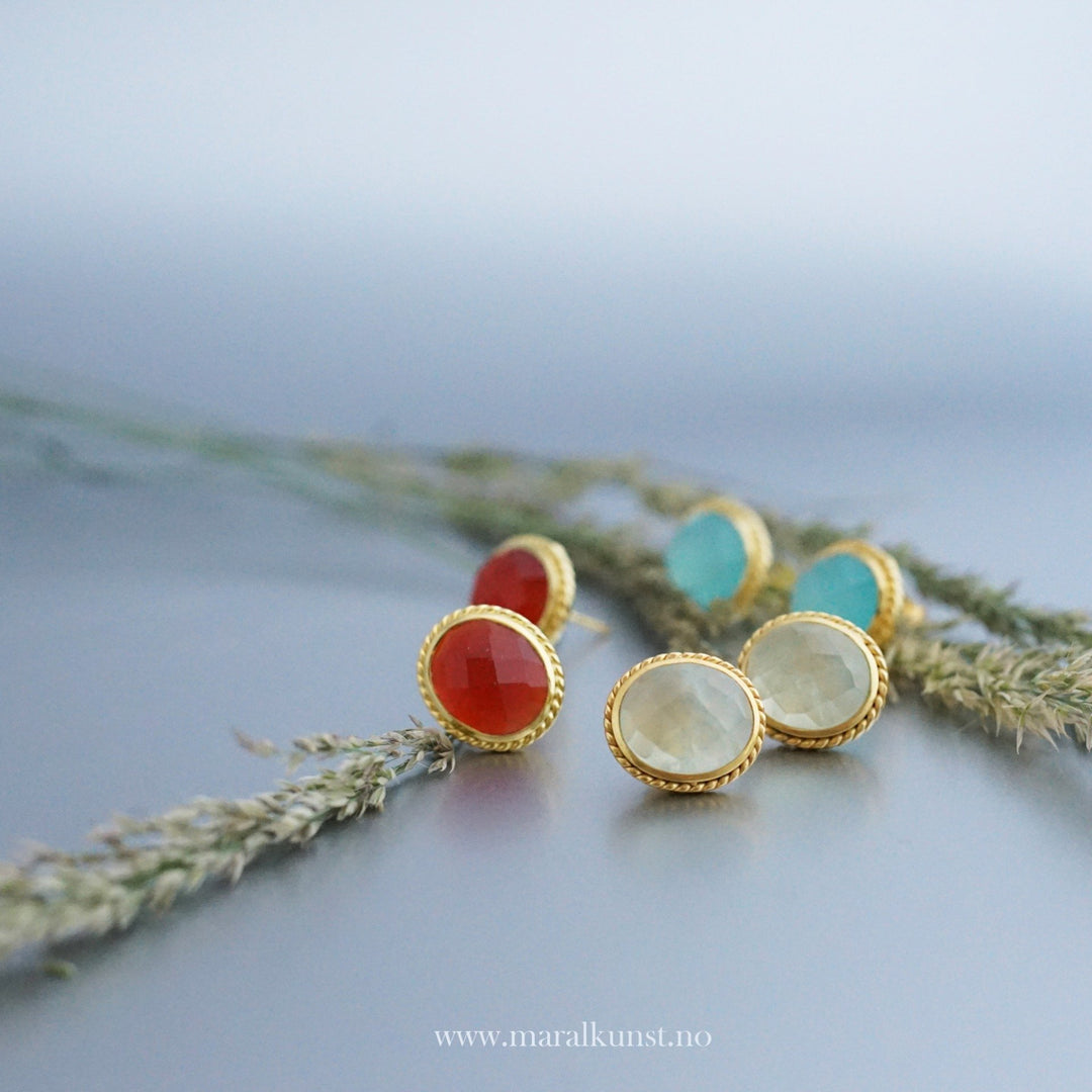 Ellie Red Agate Silver Earrings - Maral Kunst Jewelry