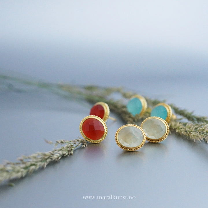 Ellie Red Agate Silver Earrings - Maral Kunst Jewelry