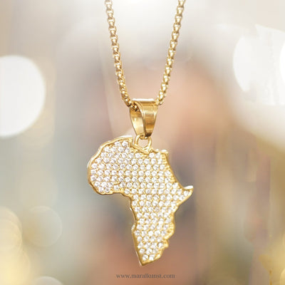 Africa Map CZ Pendant Necklace - Maral Kunst Jewelry