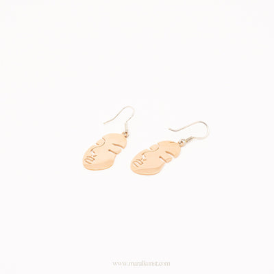 Abstract Women Face Earrings in Gold - Maral Kunst Jewelry