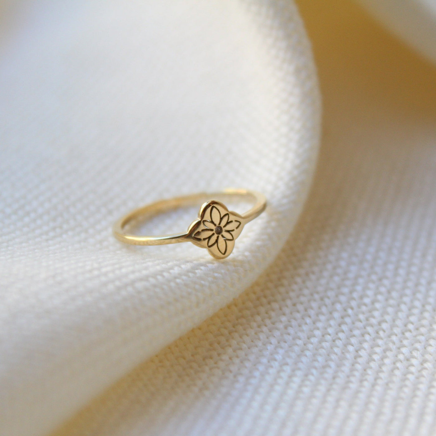Flower Gold Plated Ring - Maral Kunst Jewelry