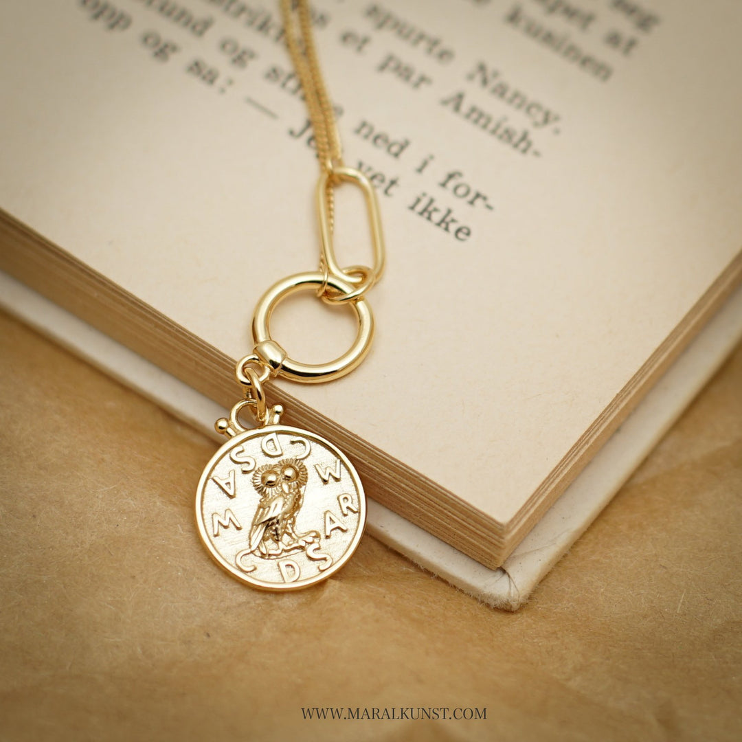 Funny Greek Owl Pendant Necklace - Maral Kunst Jewelry