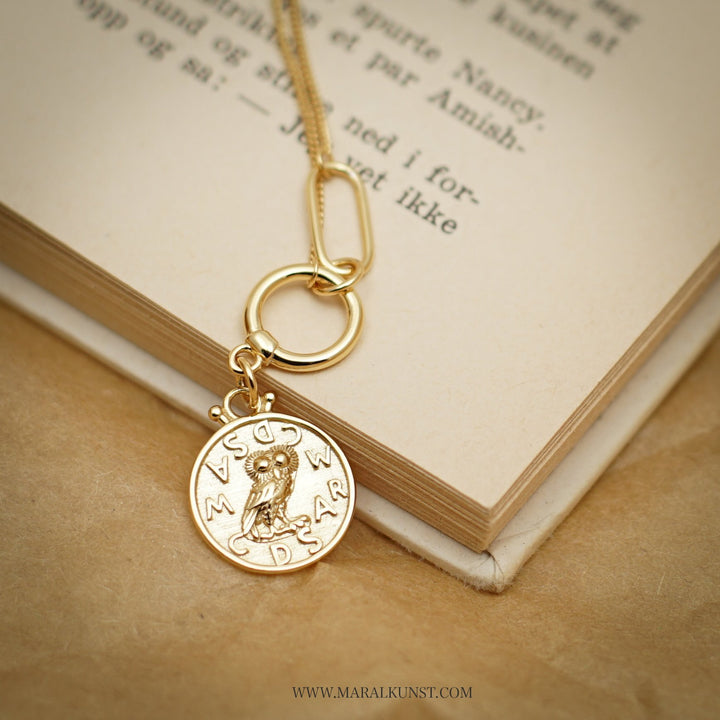 Funny Greek Owl Pendant Necklace - Maral Kunst Jewelry