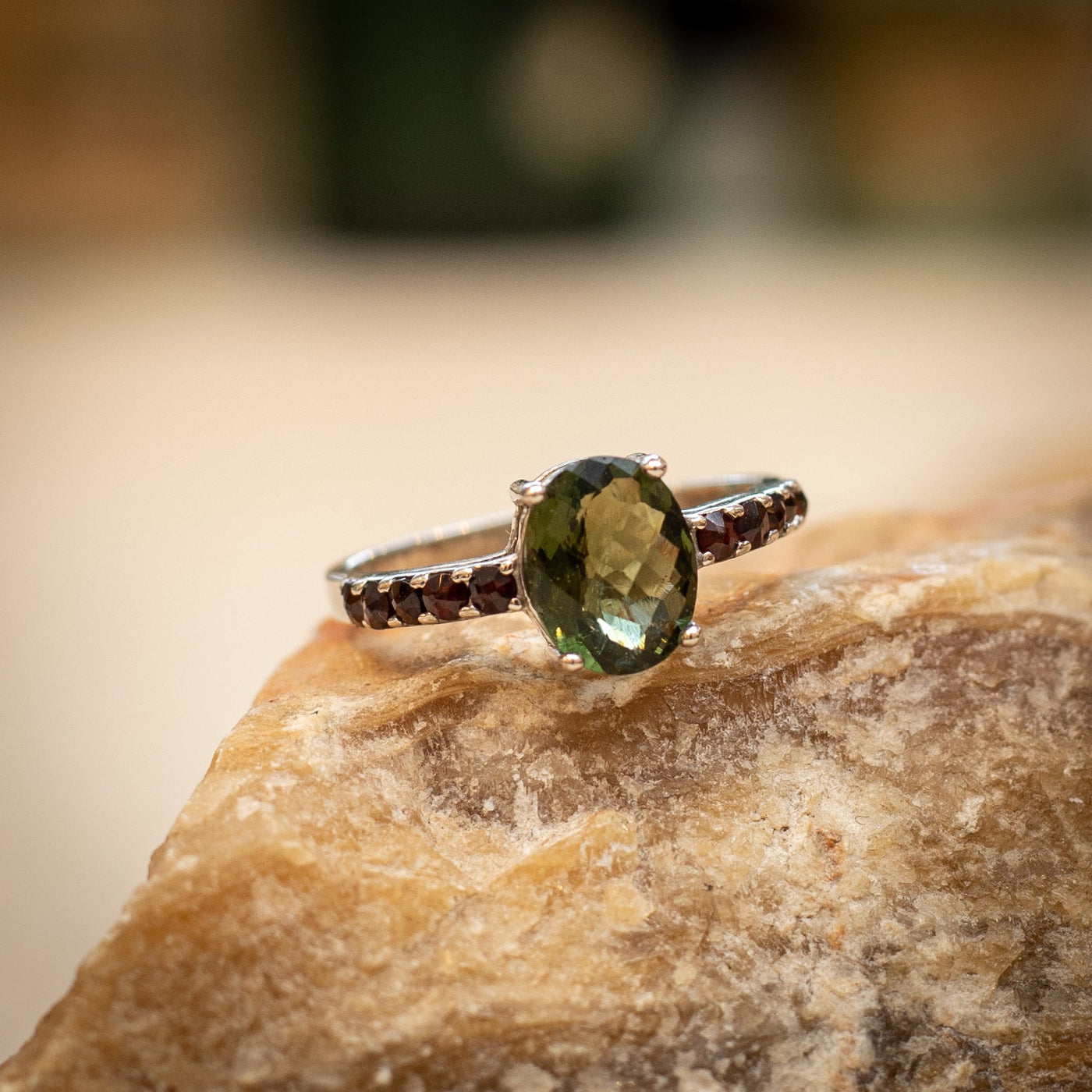 Genuine Garnet Gemstone Ring - Maral Kunst Jewelry