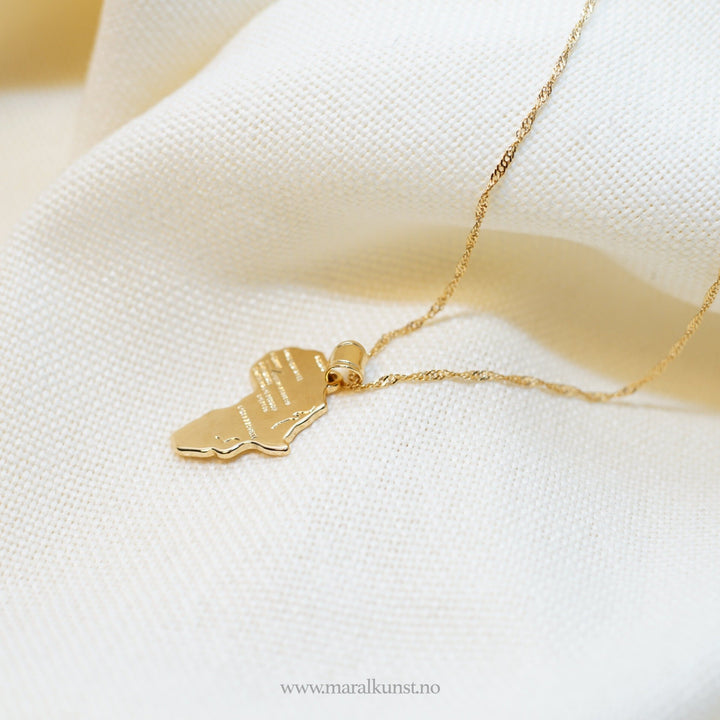 Gold Africa Map Pendant Necklace - Maral Kunst Jewelry