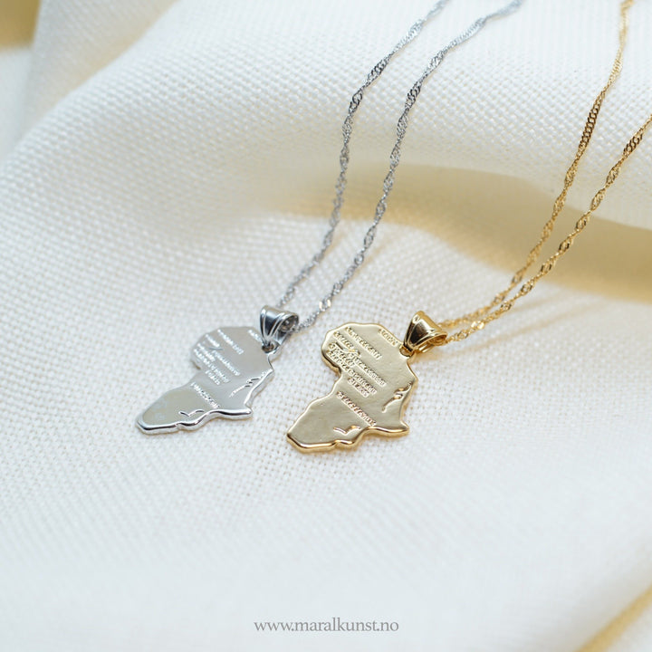 Gold Africa Map Pendant Necklace - Maral Kunst Jewelry