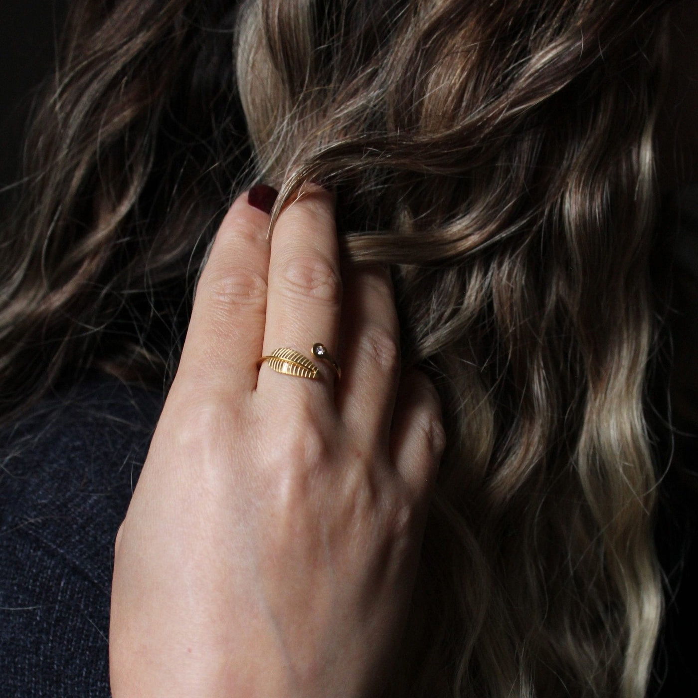 Statement Gold Plated Leaf Ring - Maral Kunst Jewelry