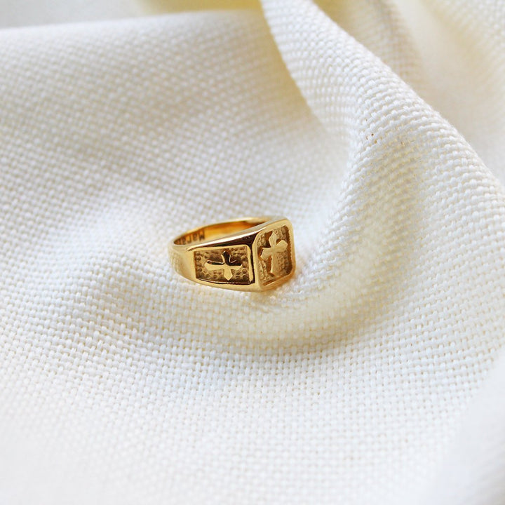 Religious Cross Signet Ring - Maral Kunst Jewelry