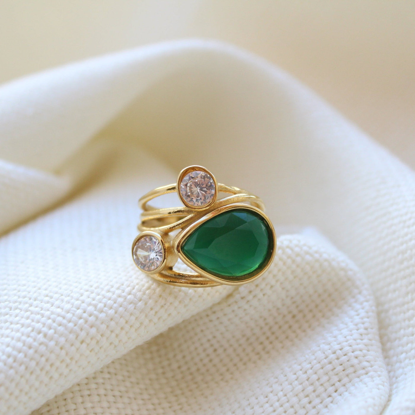 Deep Green Stone Ring - Maral Kunst Jewelry