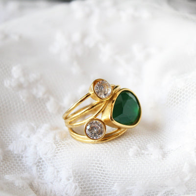 Deep Green Stone Ring - Maral Kunst Jewelry