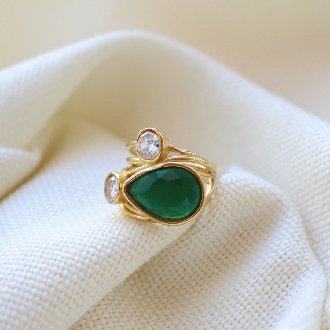Deep Green Stone Ring - Maral Kunst Jewelry