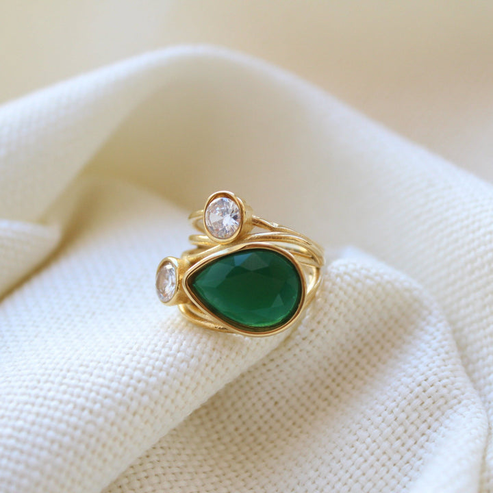 Deep Green Stone Ring - Maral Kunst Jewelry