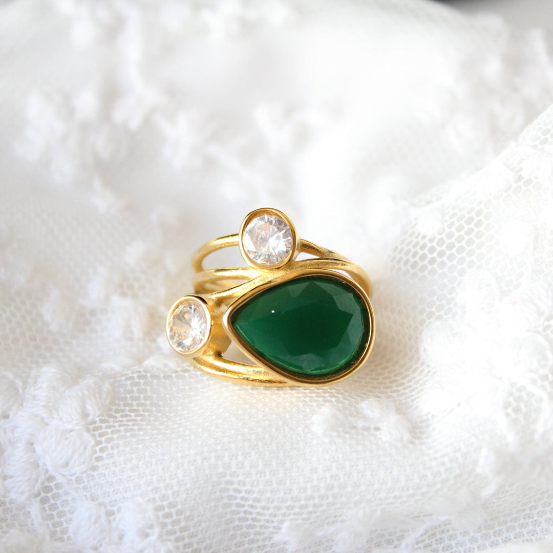 Deep Green Stone Ring - Maral Kunst Jewelry