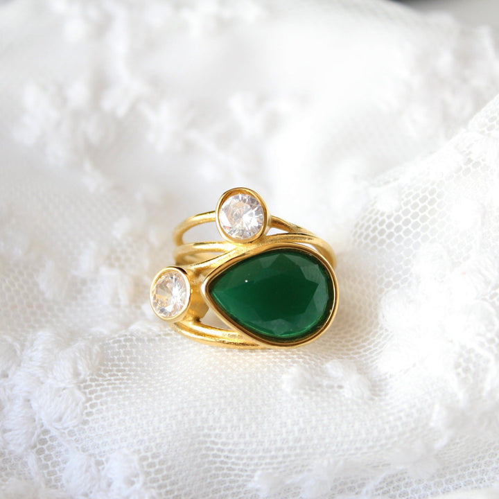 Deep Green Stone Ring - Maral Kunst Jewelry