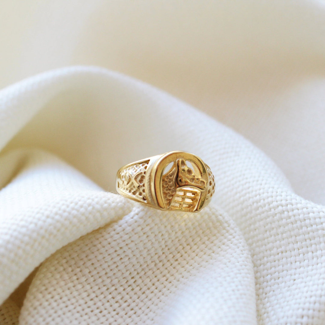 Gold-Plated Horse Ring - Maral Kunst Jewelry