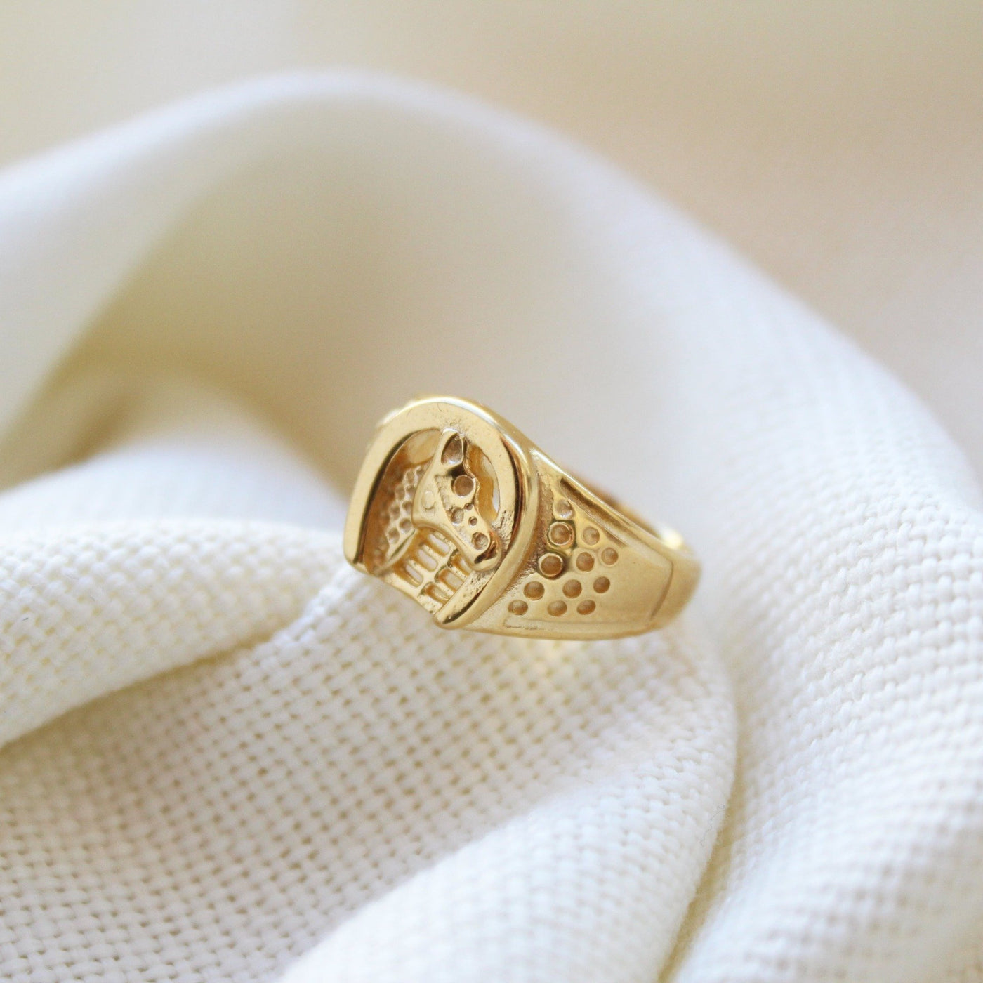 Gold-Plated Horse Ring - Maral Kunst Jewelry