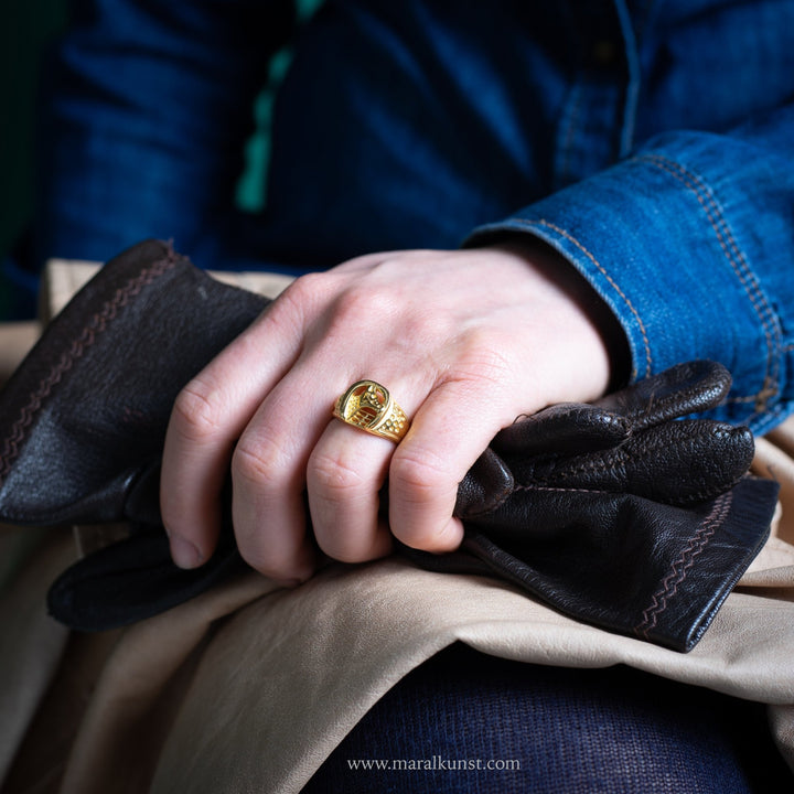 Gold-Plated Horse Ring - Maral Kunst Jewelry