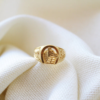 Gold-Plated Horse Ring - Maral Kunst Jewelry