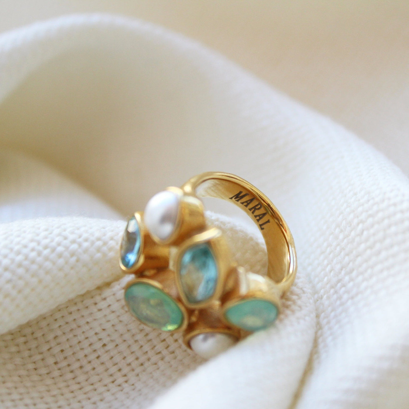 Colorful Pearl Gemstone Ring - Maral Kunst Jewelry