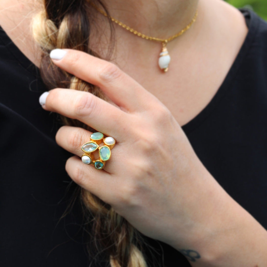 Colorful Pearl Gemstone Ring - Maral Kunst Jewelry