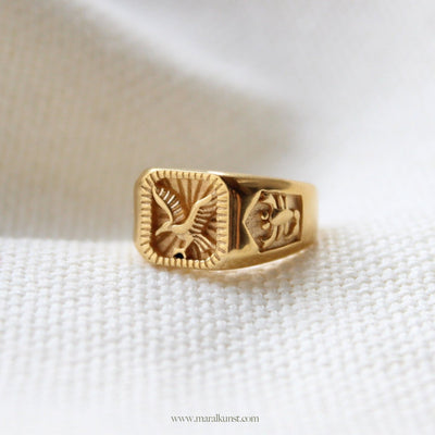 Gothic Eagle Ring in Gold - Maral Kunst Jewelry