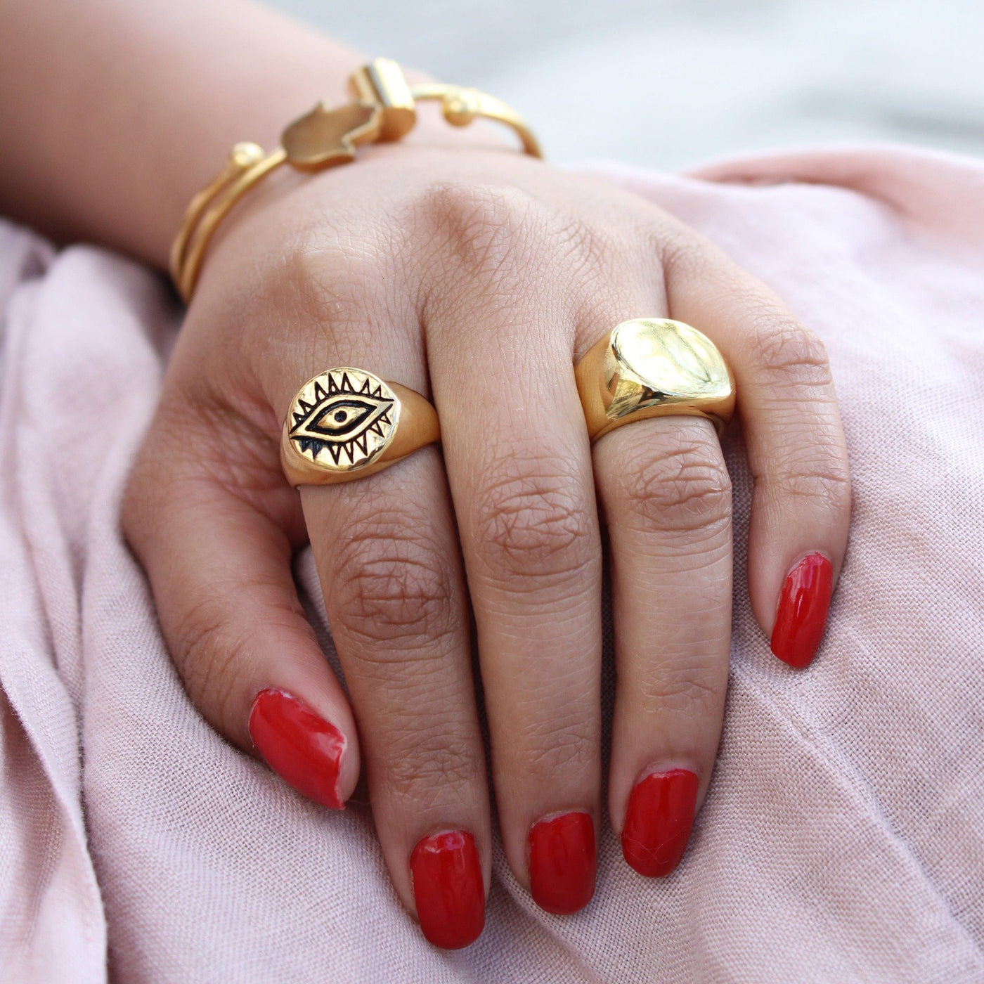 Dainty Golden Evil Eye Ring - Maral Kunst Jewelry