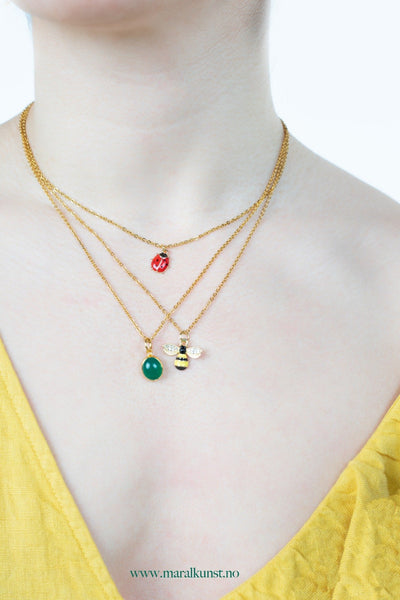 Gold Plated Steel Bee Necklace - Maral Kunst Jewelry