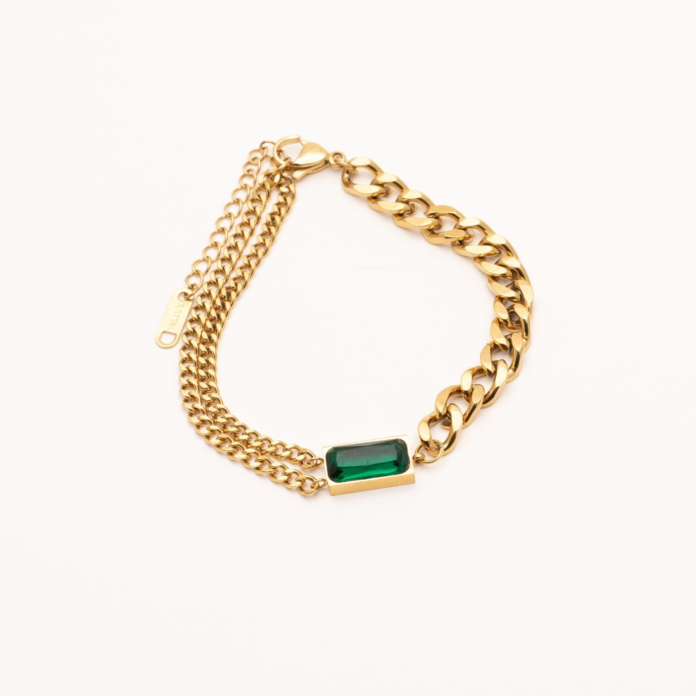 Green CZ Cuban Chain Bracelet - Maral Kunst Jewelry