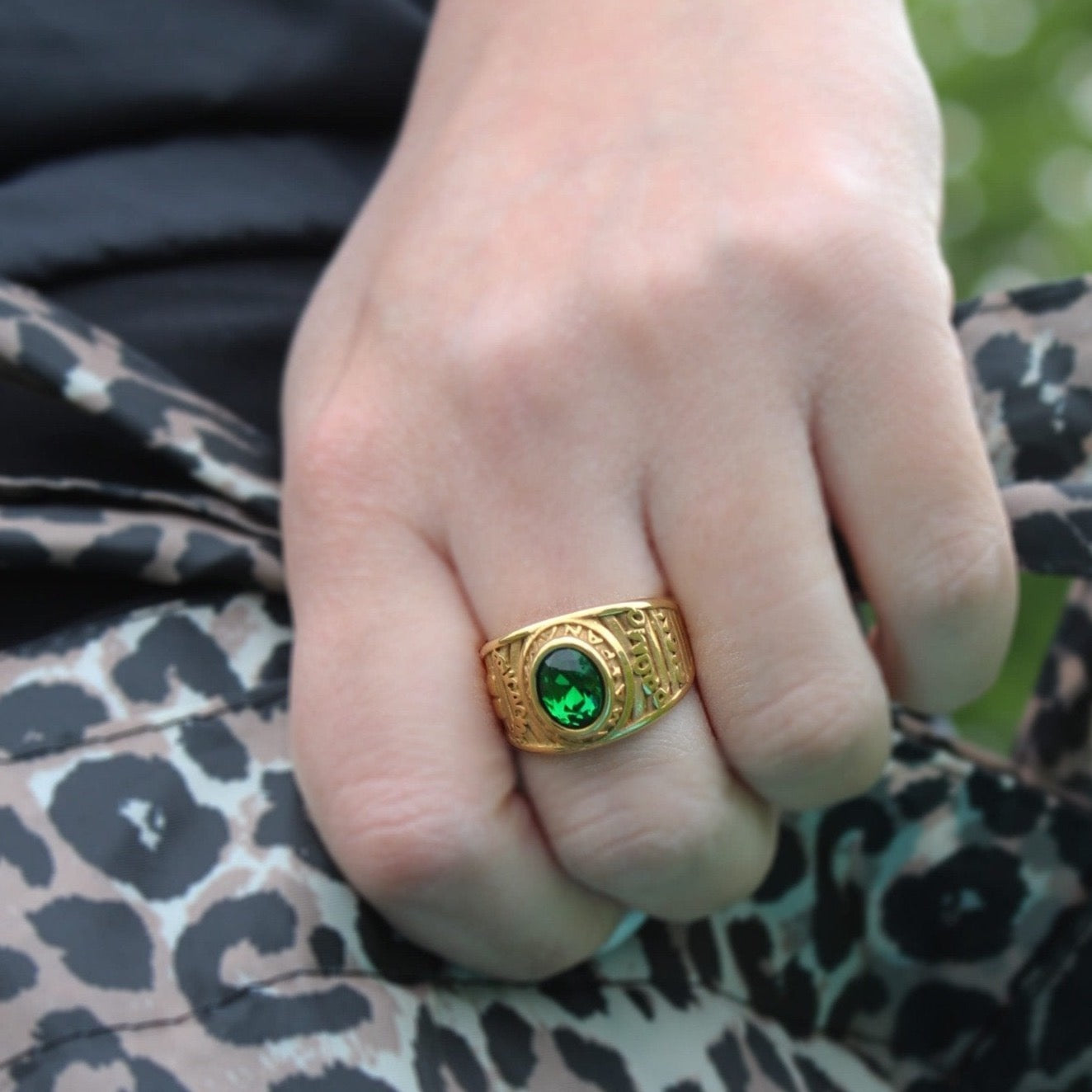 Green Cubic Zirconia Ring in Gold - Maral Kunst Jewelry