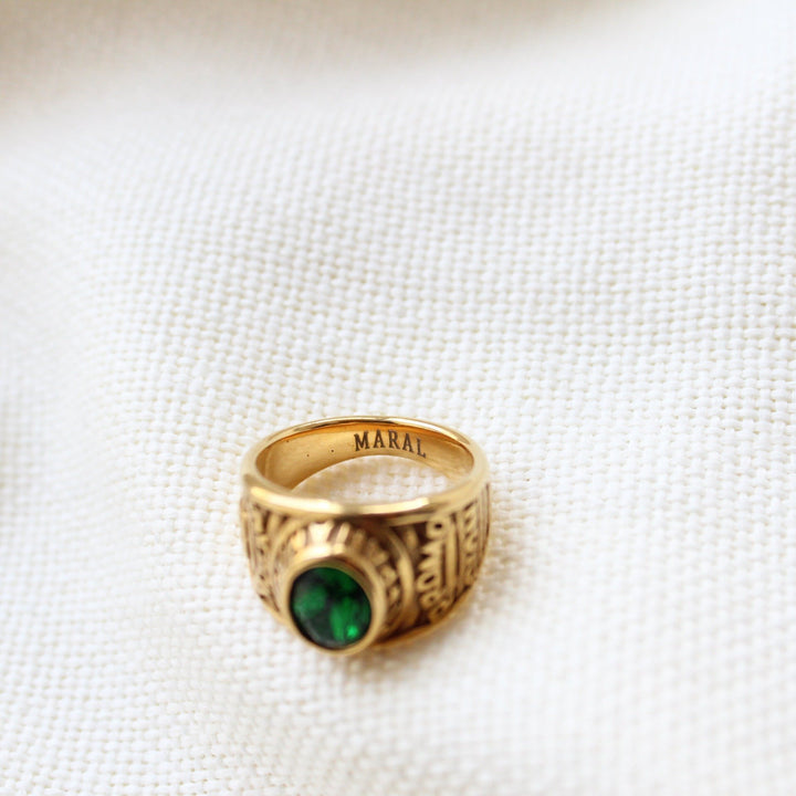 Green Cubic Zirconia Ring in Gold - Maral Kunst Jewelry